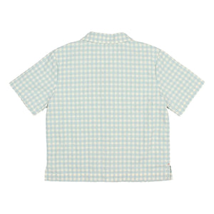 Búho - Aqua Gingham Seersucker Organik Pamuk Gömlek
