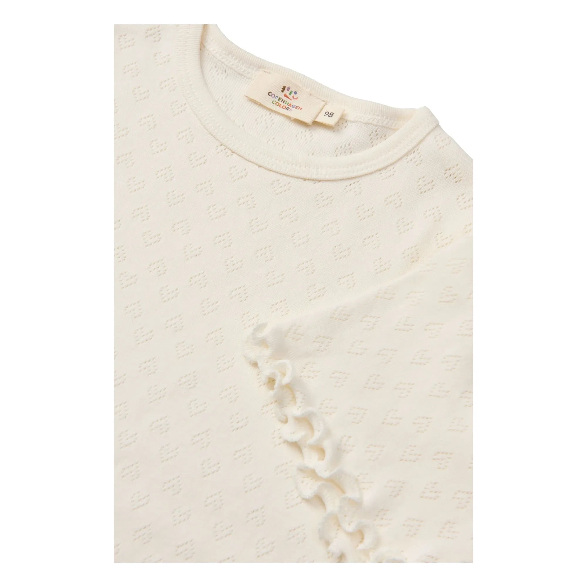 Copenhagen Colors - Pointelle organik pamuklu T-shirt | Krem