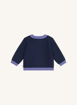 Petit Bateau - Midnight Blue Bebek Yün Kalp Hırka