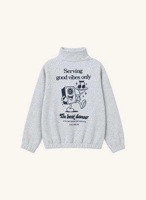 Cos I Said So - "Good Vibes Only" Organik Pamuk Fermuarlı Sweatshirt | Gri melanj