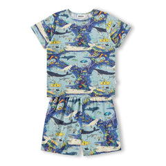 Molo - Bale Balinalar Organik Pamuklu Pyjama Short | Mavi