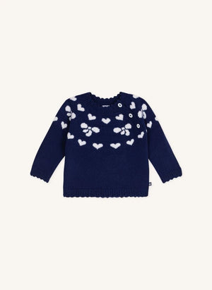 Petit Bateau - Yün kalpli kazak | Gece mavisi