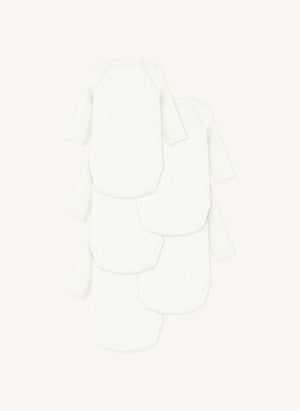 Petit Bateau - طقم من 5 بوديات متقاطع Mon Coeur قطن عضوي | أبيض