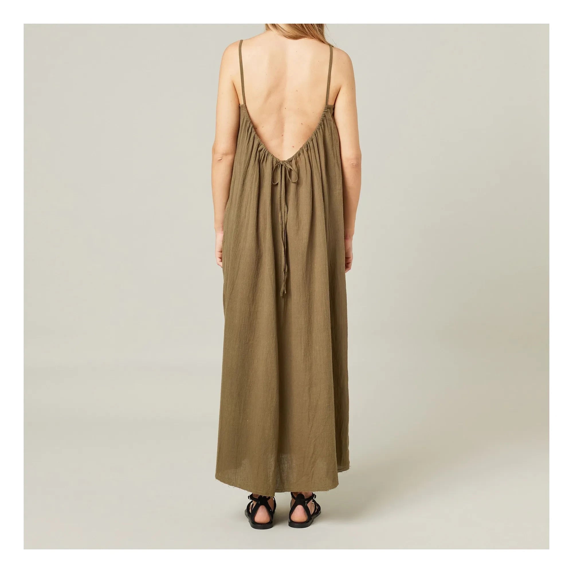 Maison Saint Julien - Palm Beach Pamuk gazlı elbise | Haki