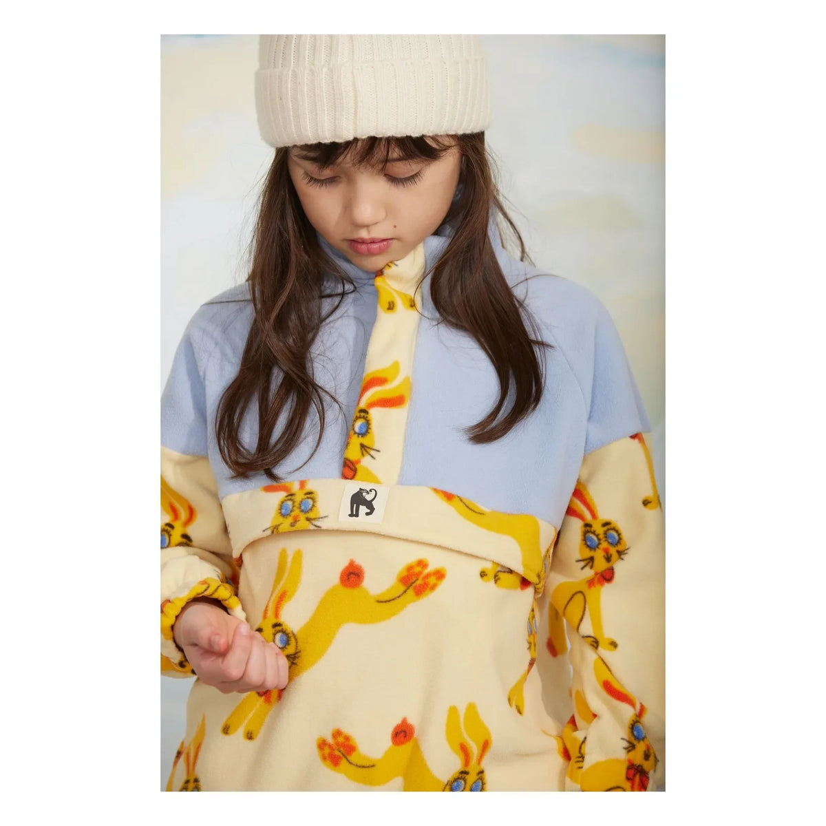 Mini Rodini - Zip Sweat Tavşanlar Geri Dönüştürülmüş Elyaf | Sarı