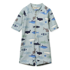Liewood - Max Sharks UV Korumalı Mayo, Geri Dönüştürülmüş Lifler | Açık Mavi