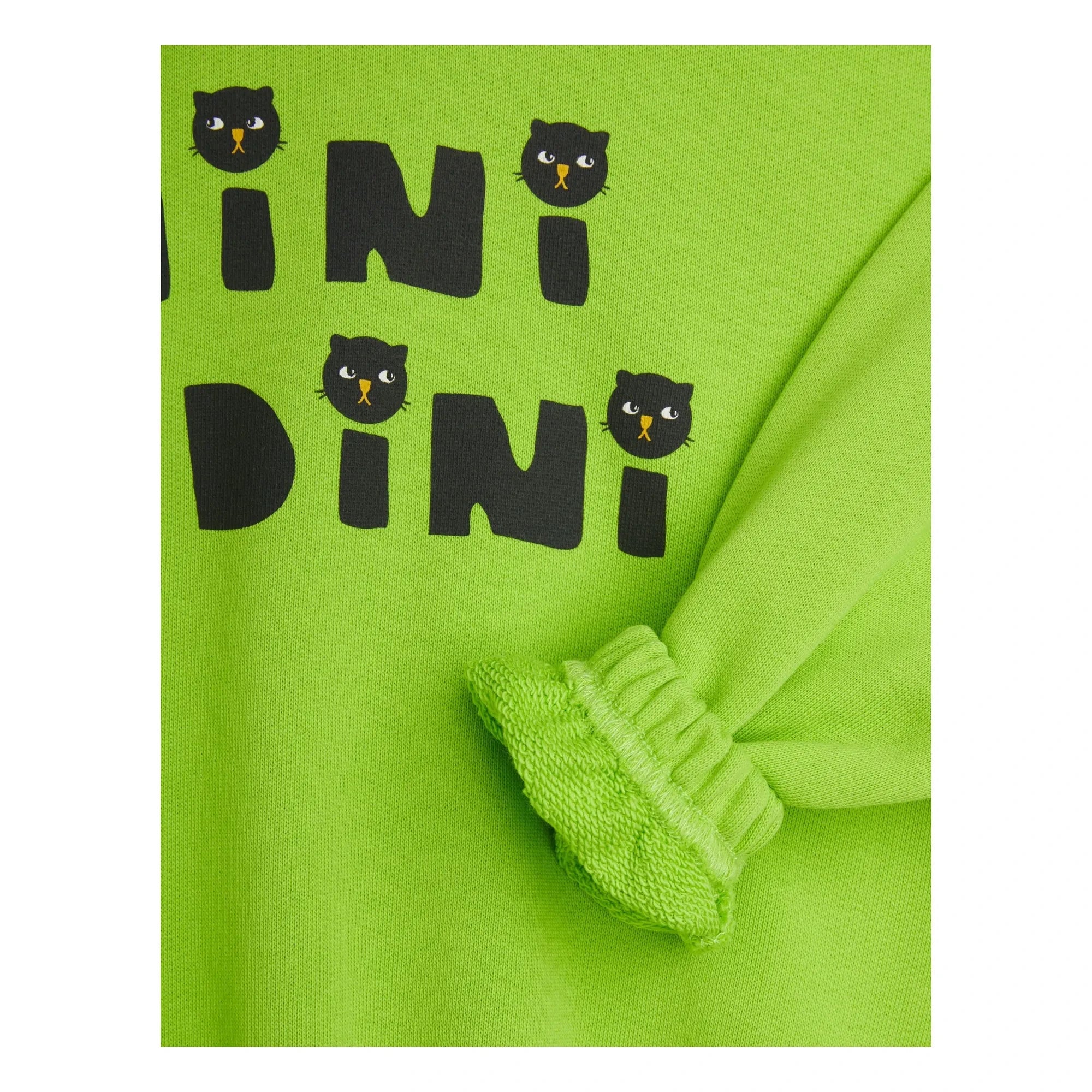Mini Rodini - Sweat Cat Organik Pamuk | Floresan yeşil