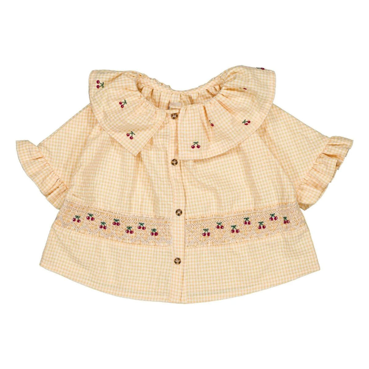 Loir - Blouse Hortense Vichy Kirazlar Organik Pamuk | Sarı