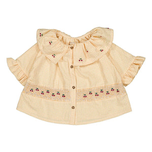 Loir - Blouse Hortense Vichy Kirazlar Organik Pamuk | Sarı