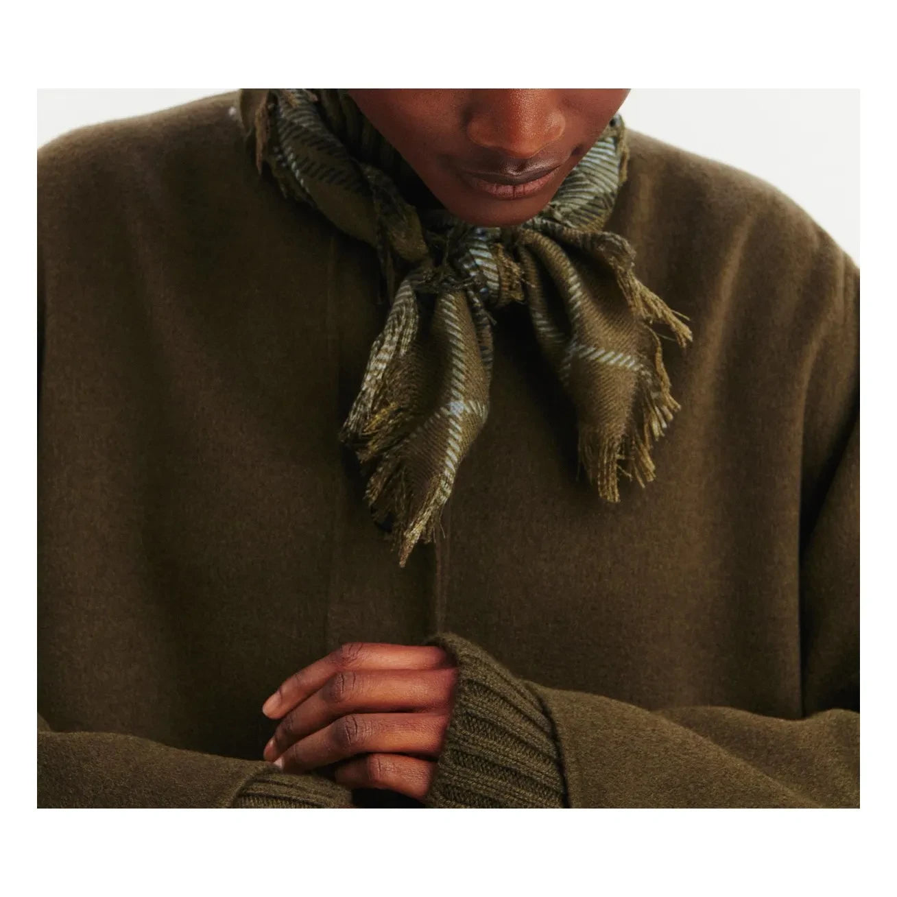 Bompard - Swann Tartan Kaşmir Mini Eşarp | Olive