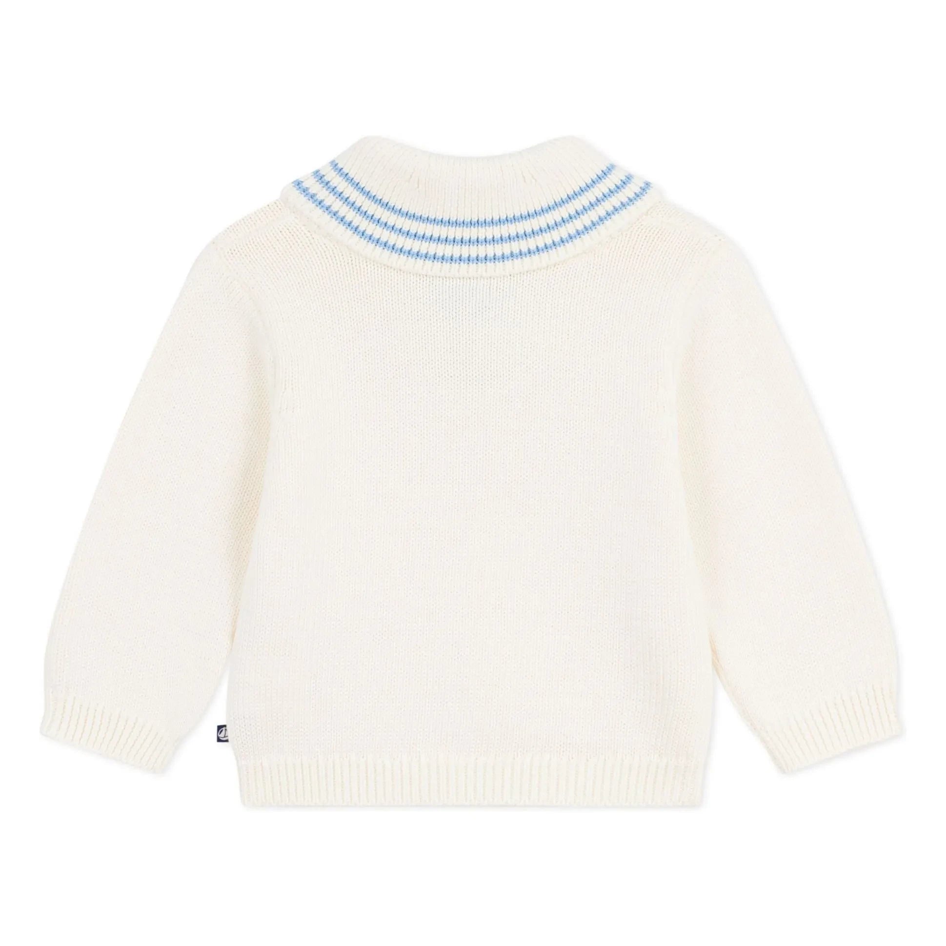 Petit Bateau - Organik Pamuk Şal Yaka Kazak | Ekru