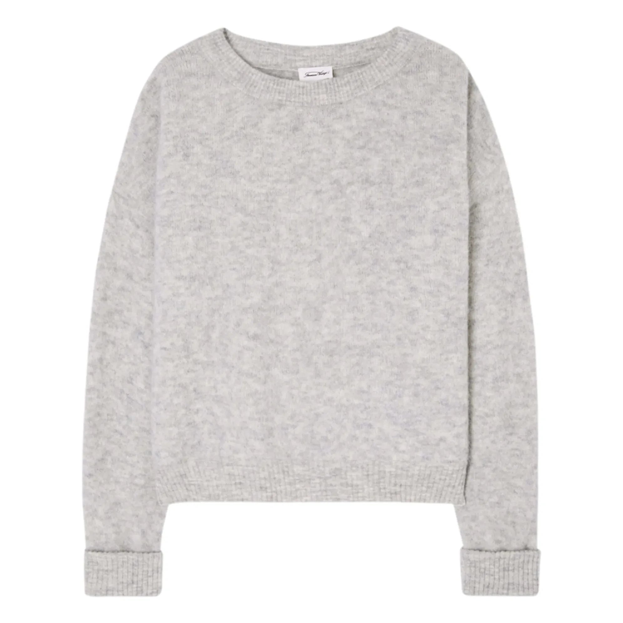 American Vintage - Vitow Alpaka ve Yün Boatneck Kazak | Açık kırçıllı gri