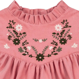 Bonton - Pauline Bébé Nakışlı Elbise | Pembe