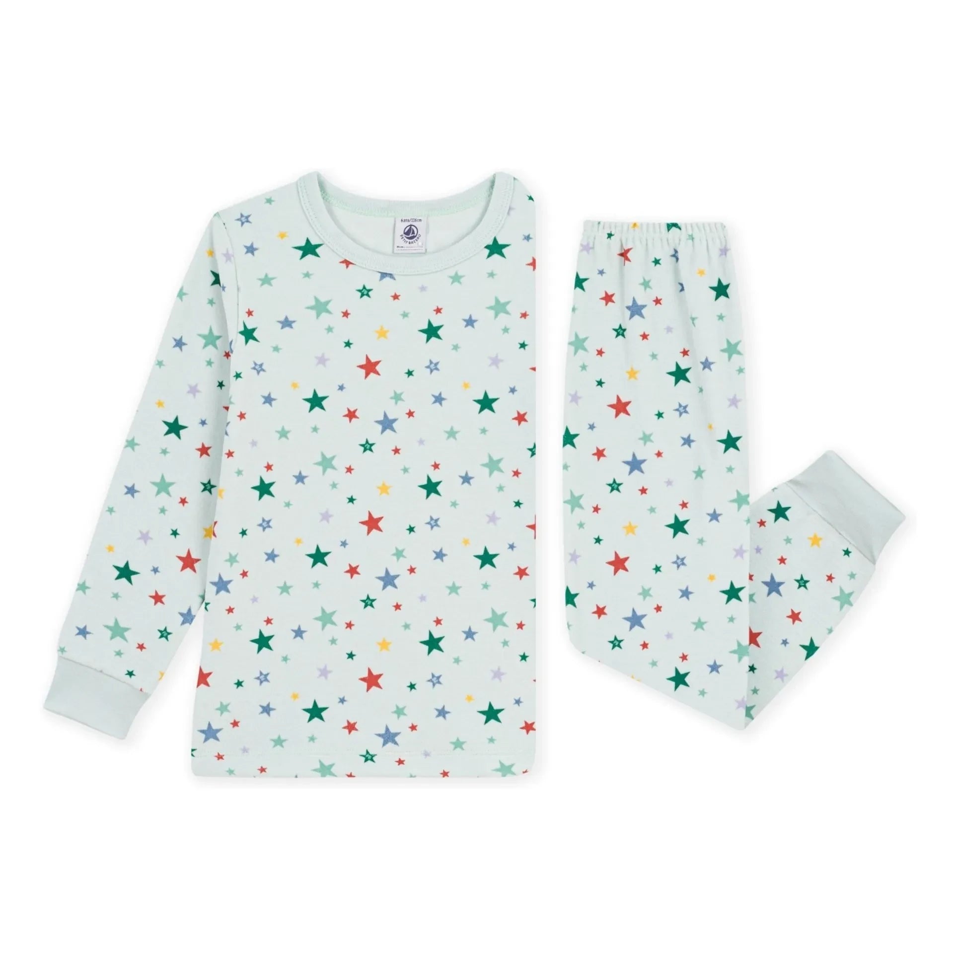 Petit Bateau - Yeşil Kadife Organik Pamuk Yıldızlı Pijama