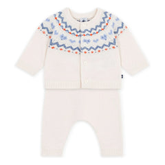 Petit Bateau - Yün Jakarlı Hırka ve Pantolon Takımı | Mavi