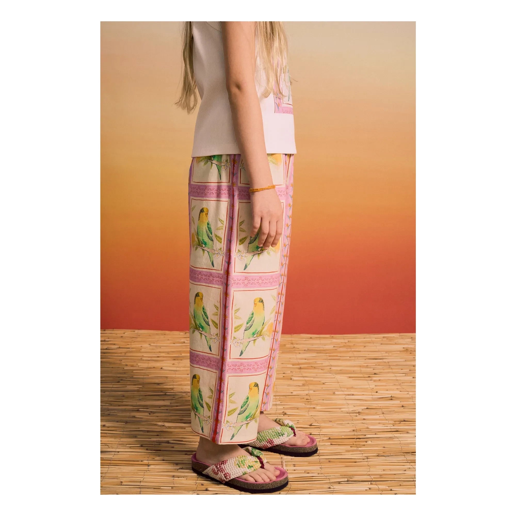 Maison Mangostan - Birds Patchwork Pantolon | Pembe