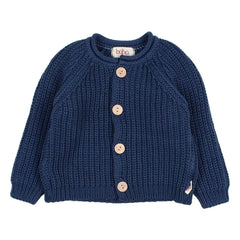 Búho - Côtes Perlées Organik Pamuklu Hırka | Lacivert