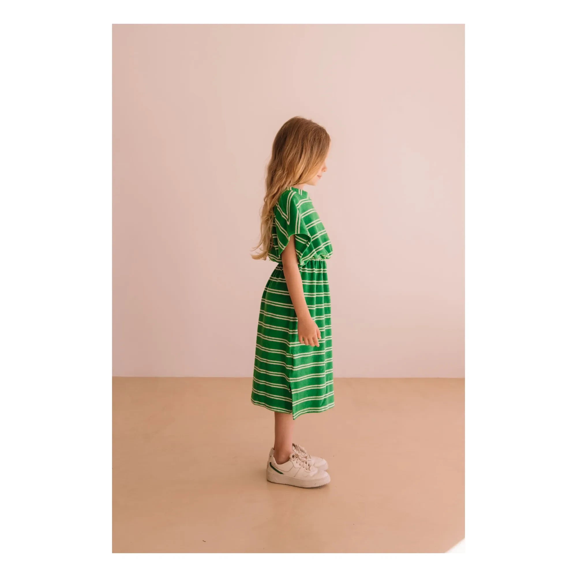 We Are Kids - Yeşil Çizgili Organik Pamuklu Havlu Elbise