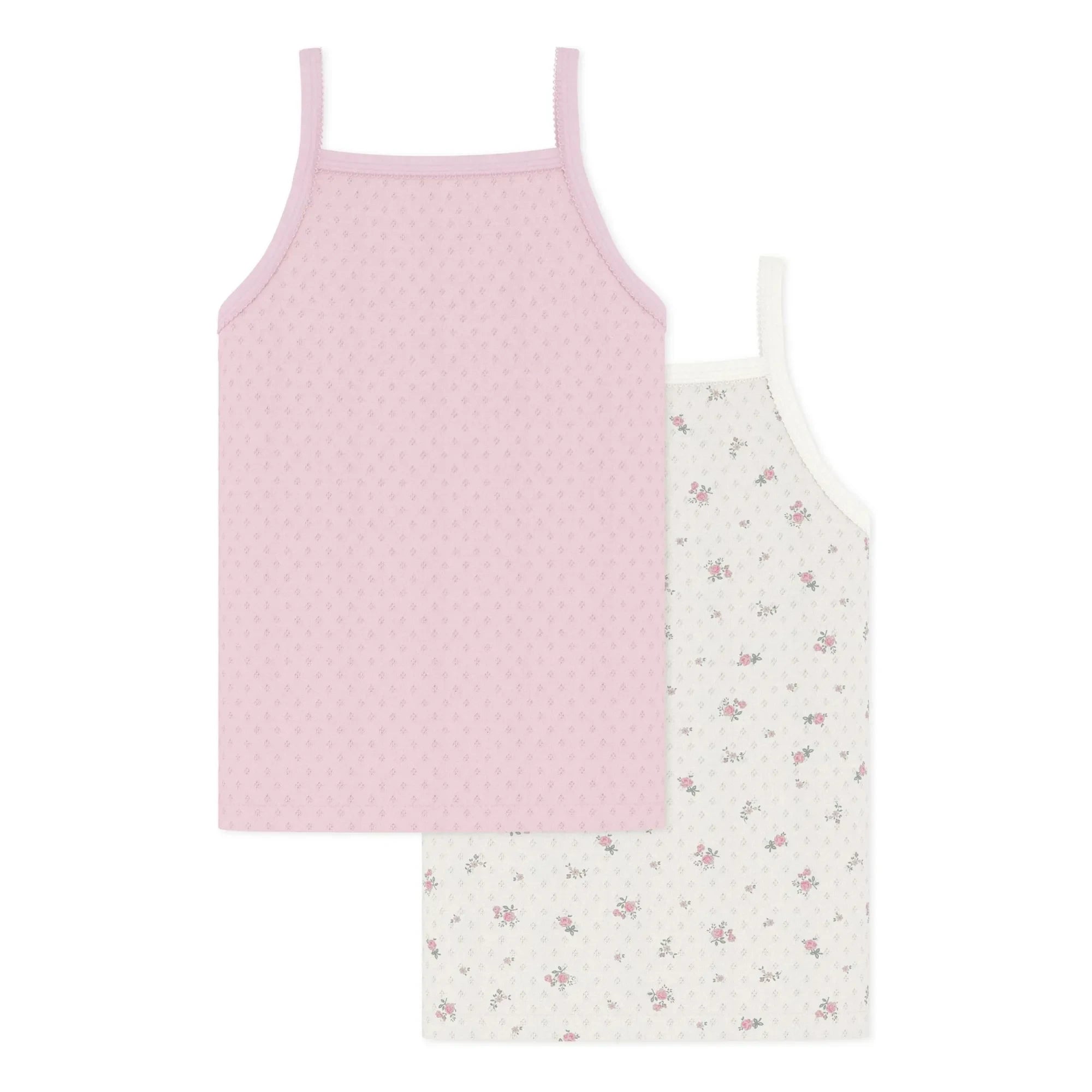 Petit Bateau - Papatya Desenli Açık İşlemeli Atlet Üstler | Pembe