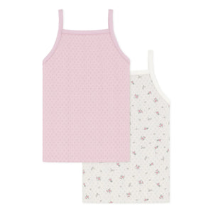 Petit Bateau - Papatya Desenli Açık İşlemeli Atlet Üstler | Pembe