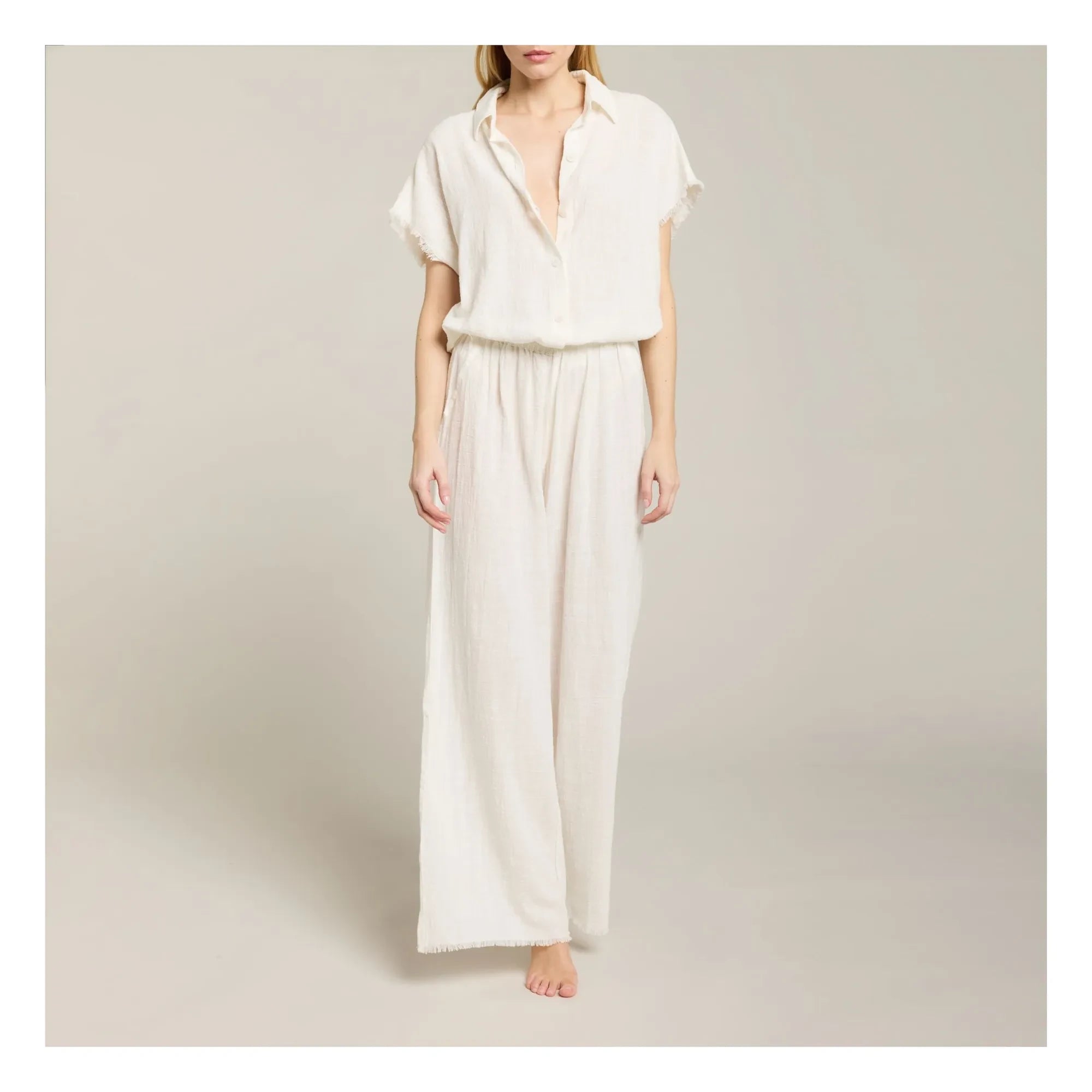 Maison Saint Julien - Sparta Pamuk Gazlı Pantolon | Ecru