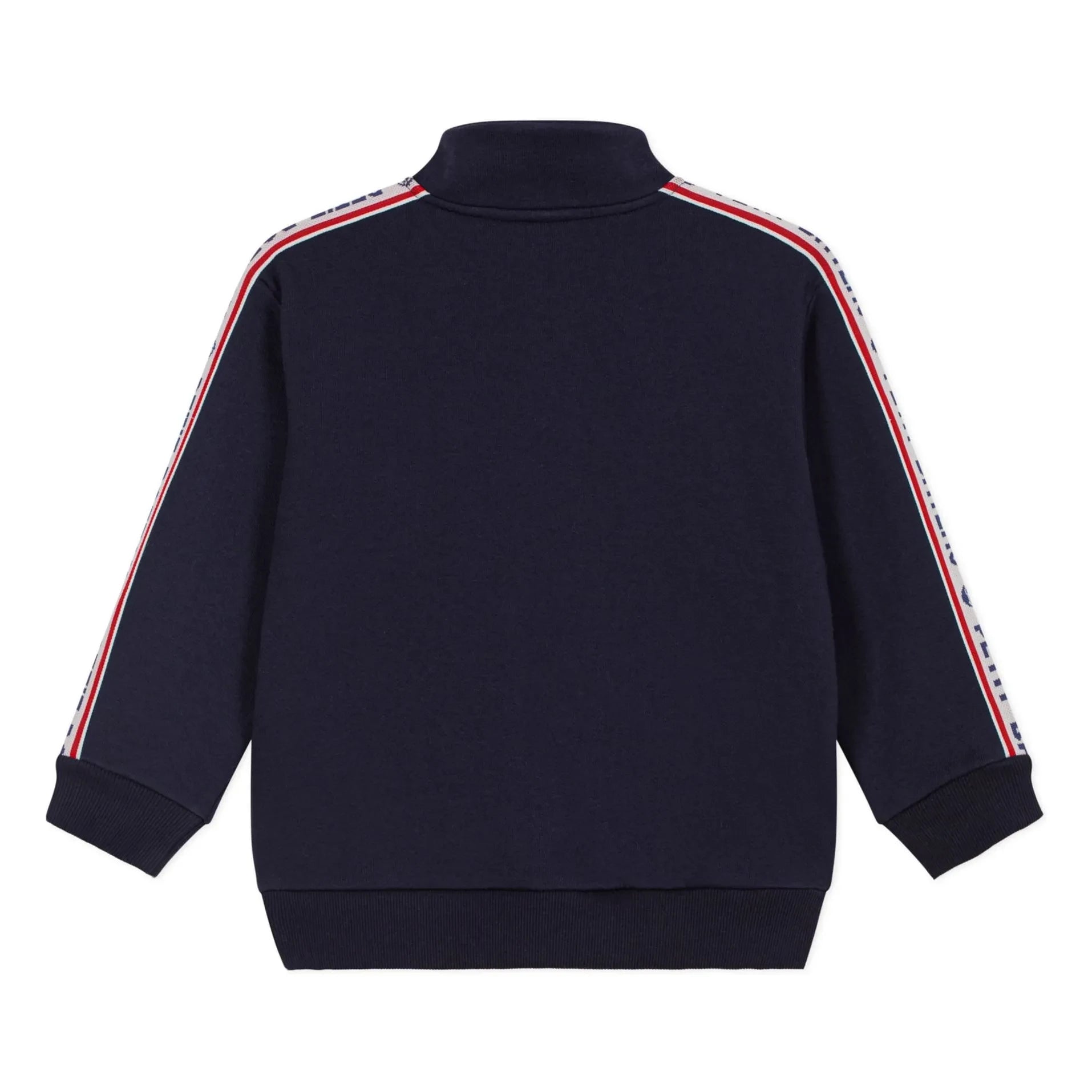 Petit Bateau - Kontrast Çizgili Fermuarlı Sweatshirt | Gece mavisi