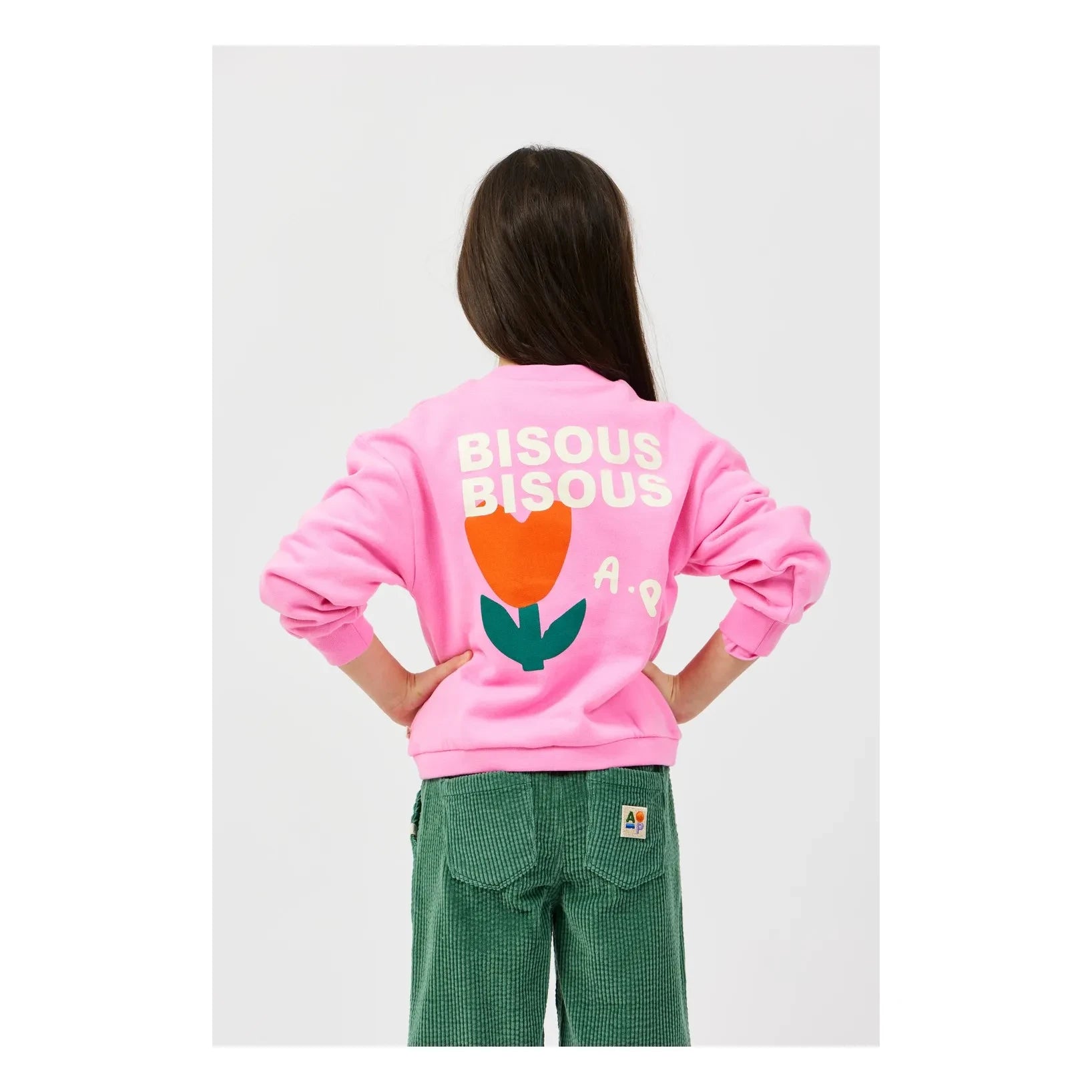 Arsène et Les Pipelettes - "Bisous Bisous" Organik Pamuk Sweatshirt | Pembe
