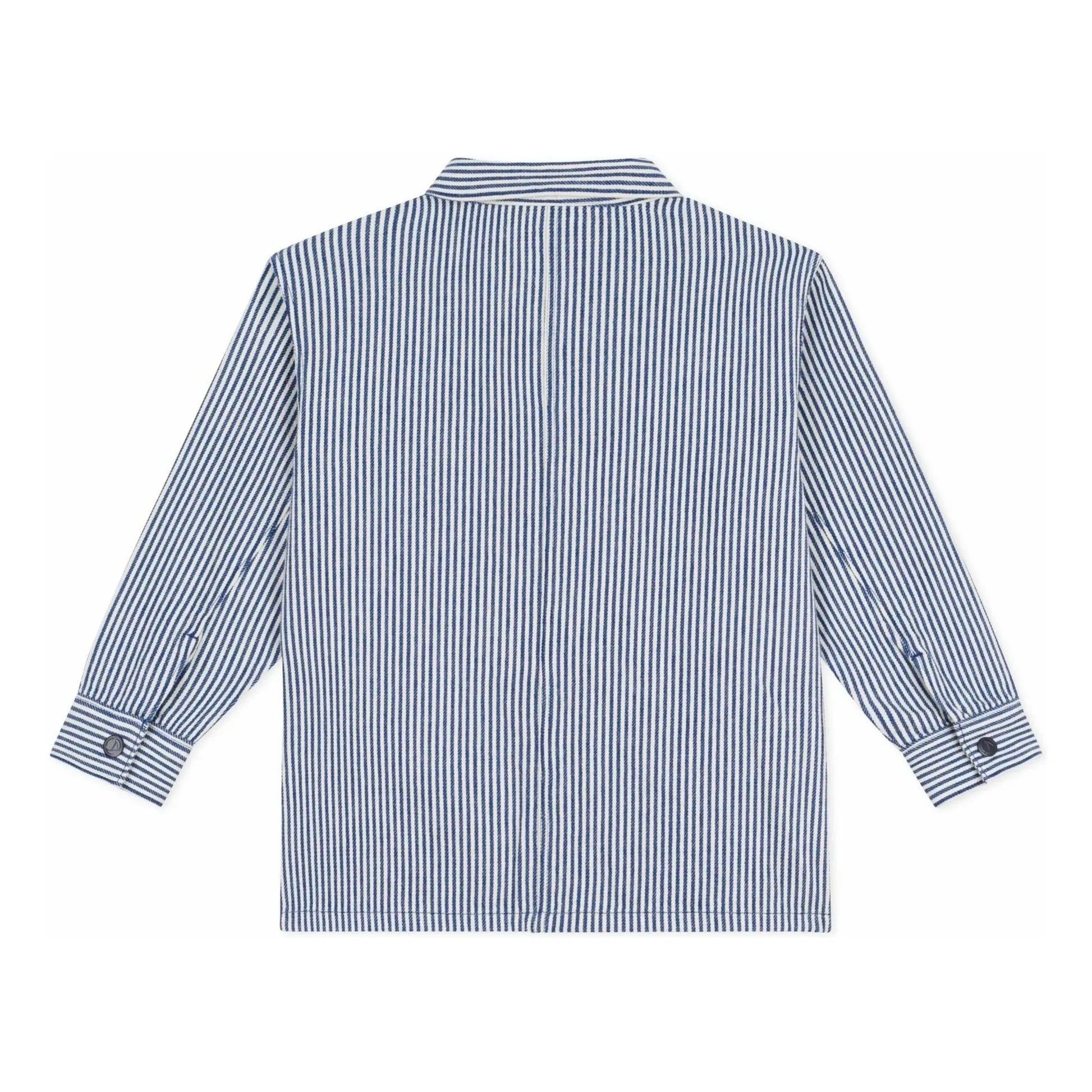 Petit Bateau - Çizgili Organik Pamuk İşçi Ceketi | Mavi