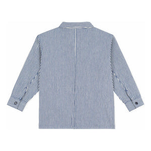 Petit Bateau - Çizgili Organik Pamuk İşçi Ceketi | Mavi