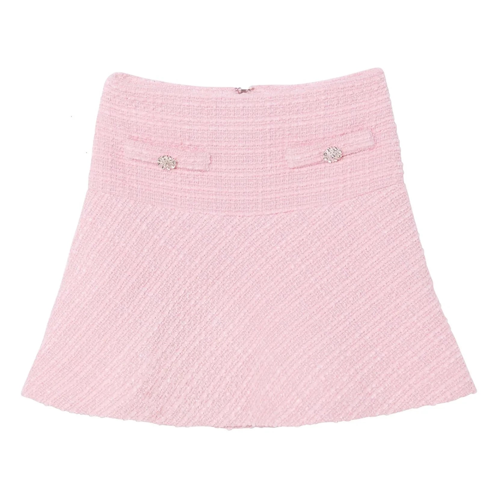 Tutu du Monde - Tozlu Petal Tweed etek | Pudra pembesi