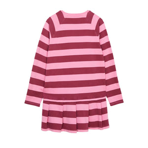 Smallable Kid - Azalea Çizgili Tişört Elbise | Candy pink