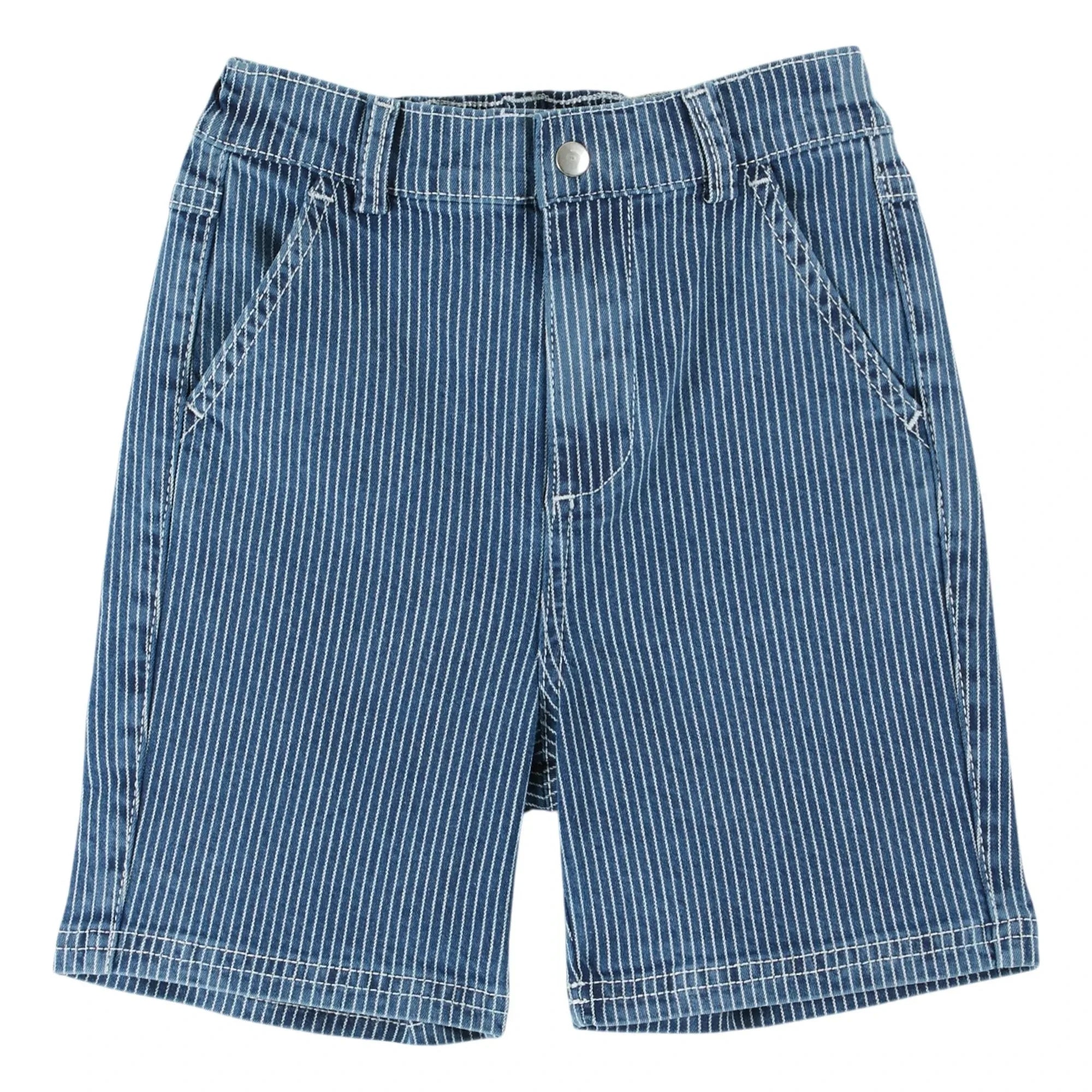 Emile et Ida - Çizgili Denim Bermuda Şort | Mavi