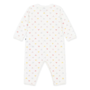 Petit Bateau - Dors Bien Cœurs Bouclette Kadife Pamuklu Pijama | Beyaz