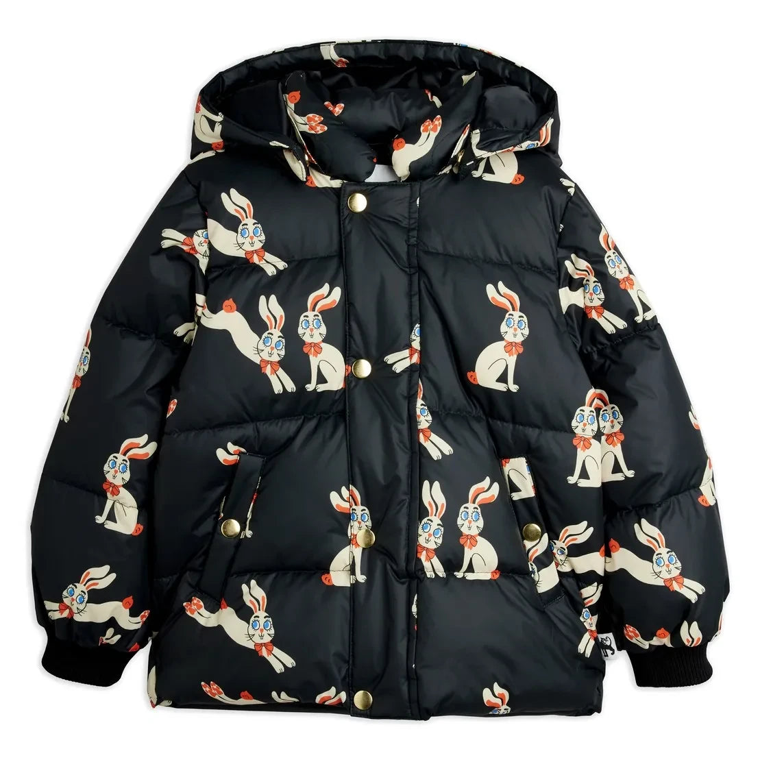 Mini Rodini - Lapins Geri Dönüştürülmüş Elyaf Dolgulu Mont | Siyah