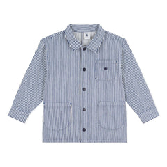 Petit Bateau - Çizgili Organik Pamuk İşçi Ceketi | Mavi
