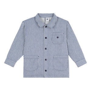 Petit Bateau - Çizgili Organik Pamuk İşçi Ceketi | Mavi