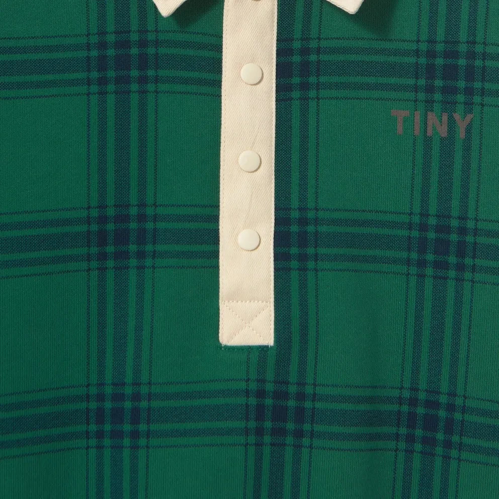 Tinycottons - Organik Pamuklu Ekose Polo Tişört | Yeşil