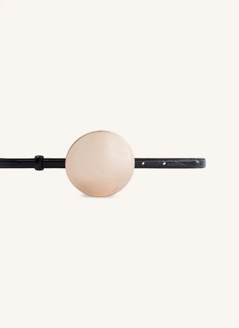 Laurence Bras - Cabochon Deri Kemer | Siyah