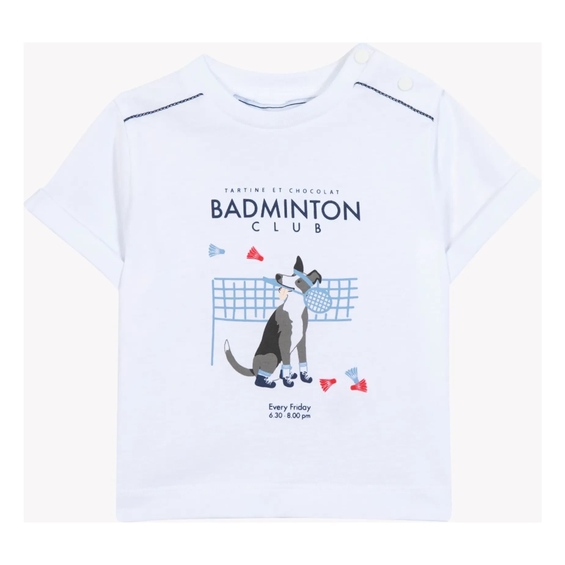 Tartine et Chocolat - Badminton Club Köpek Tişörtü | Beyaz
