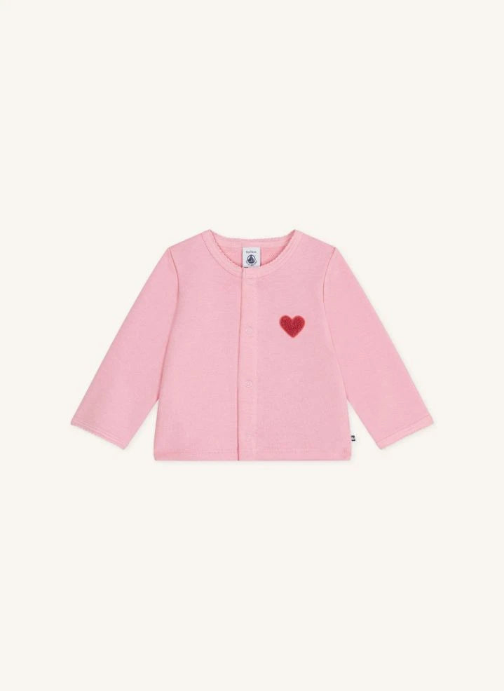 Petit Bateau - Organik Pamuk Kalp Hırka | Pembe