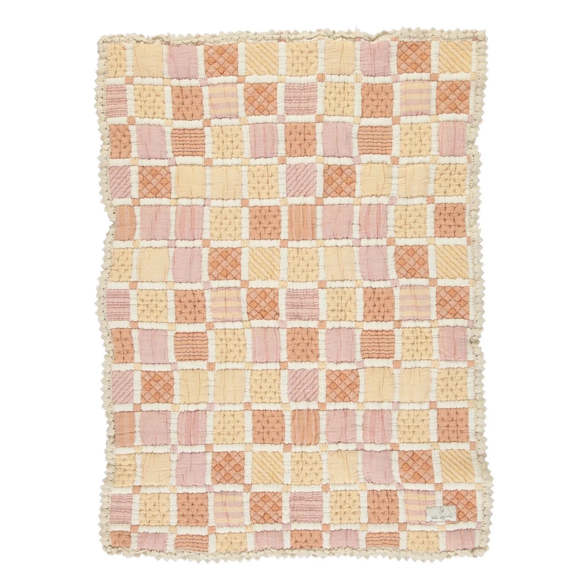Bebe Organic - Mai Organik Pamuk Patchwork Battaniye | Sarı