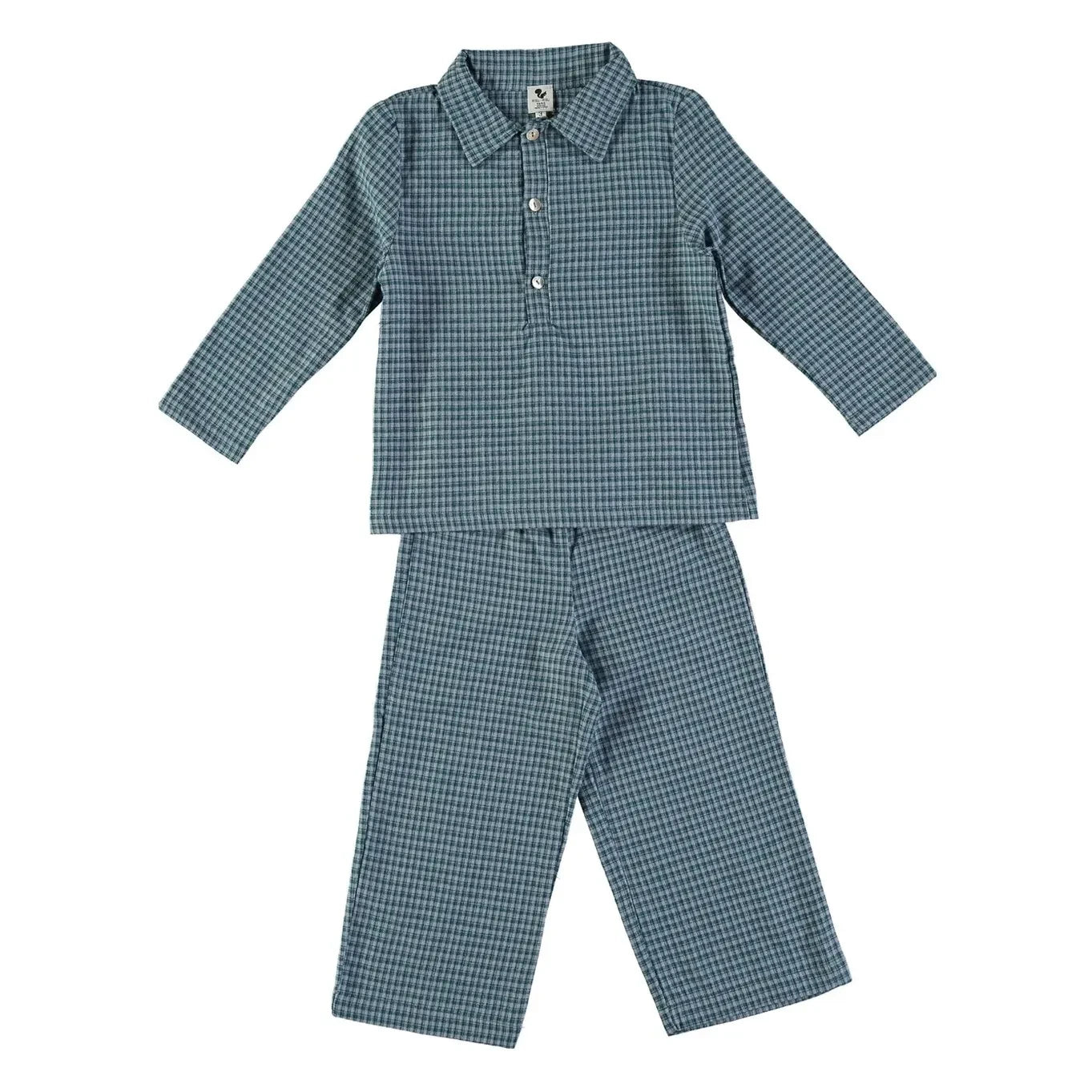 Risu Risu - Navigo Ekose Organik Pamuk Pijama | Mavi