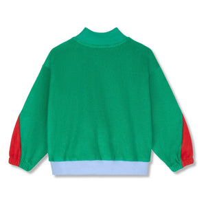 Wynken - Renk bloklu organik pamuk fermuarlı sweatshirt | Açık mavi