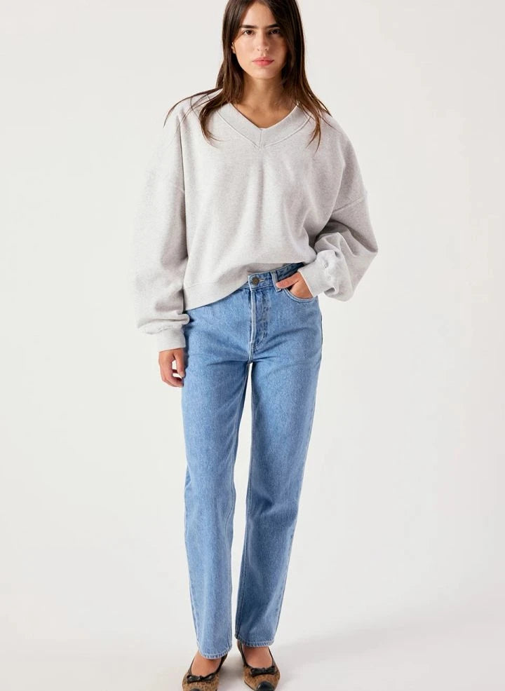 American Vintage - Baptown Pamuklu Sweatshirt | Gri melanj