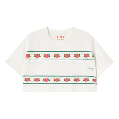 Tinycottons - Crop Roses Organik Pamuk Tişört | Beyaz