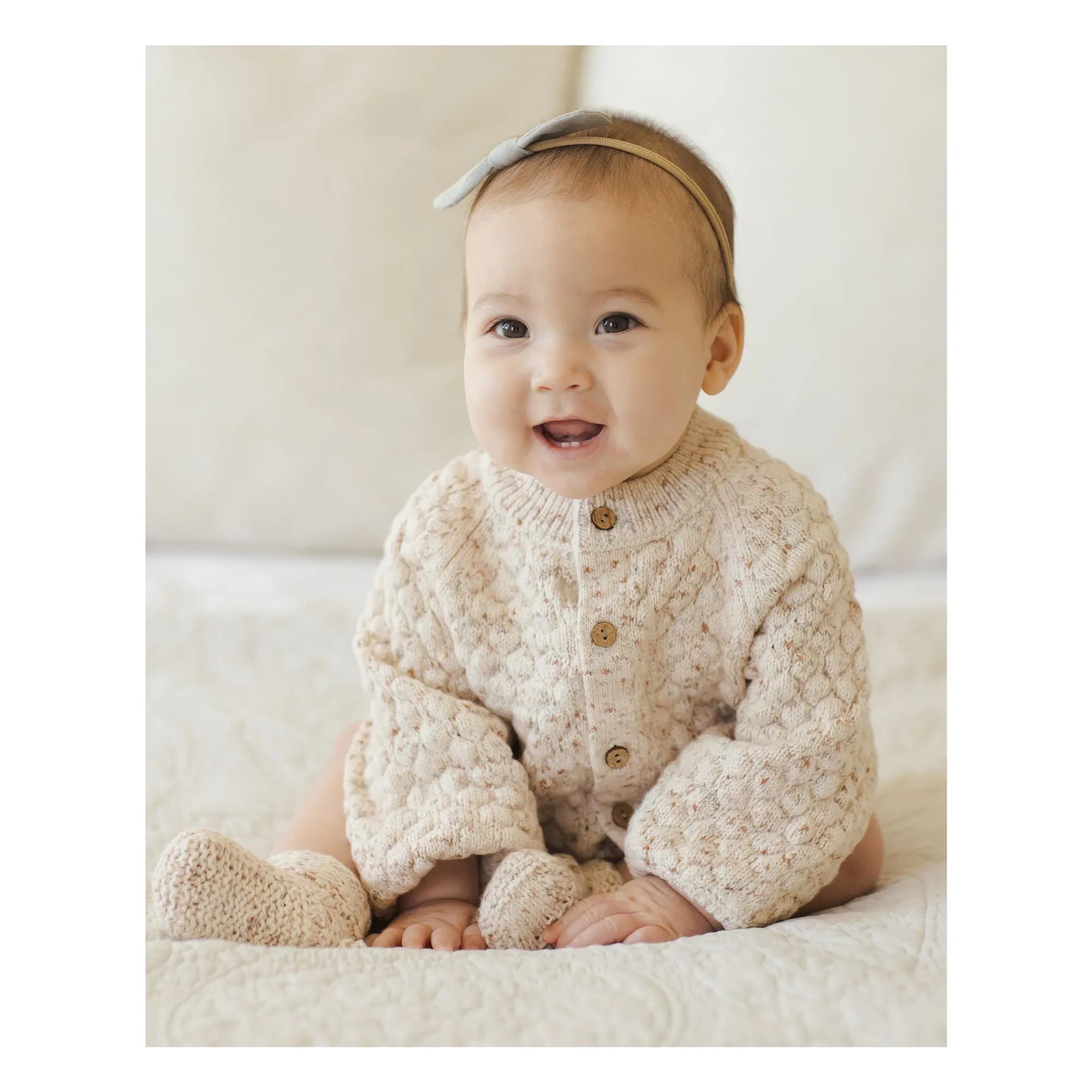 Quincy Mae - Organik Pamuklu Bubble Hırka | Ekru