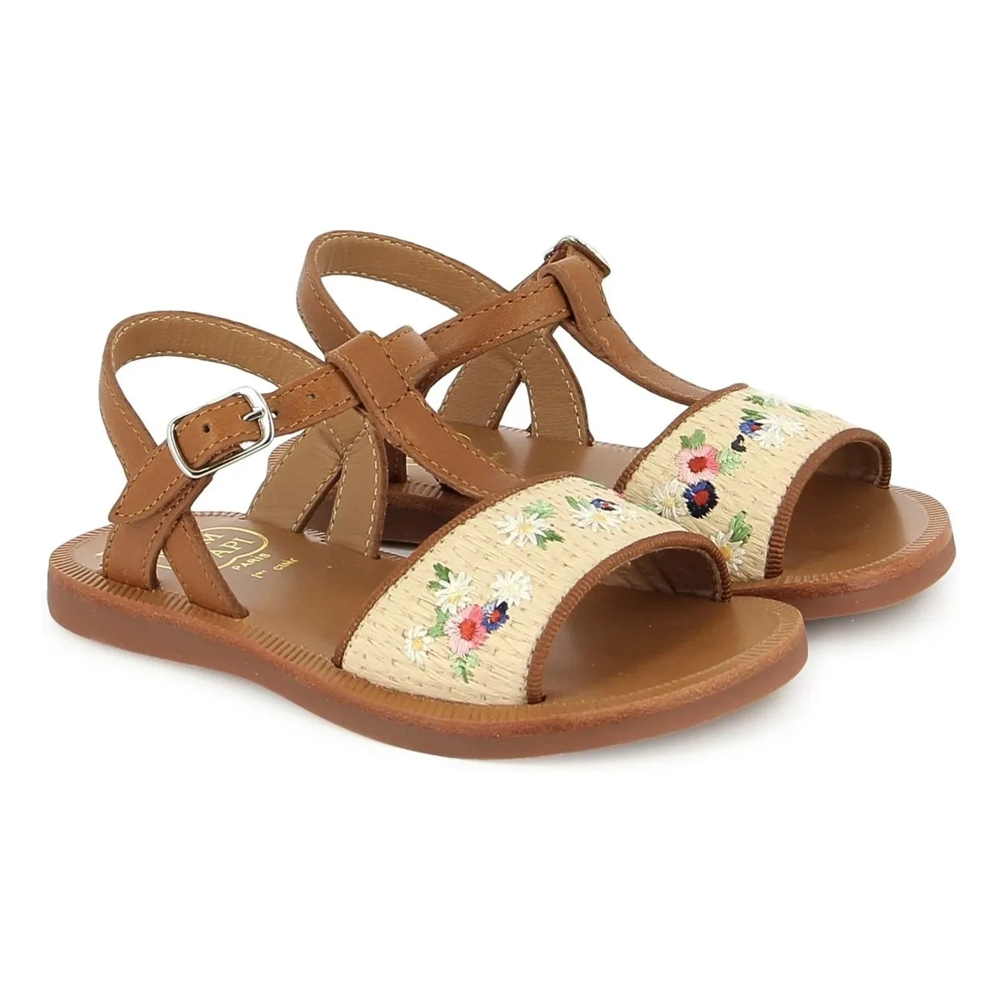 Pom d'Api - Sandaletler Plagette Raphia Brod | Krem