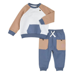 Petit Lem - Organik Pamuklu Sweatshirt ve Jogger Seti | Mavi