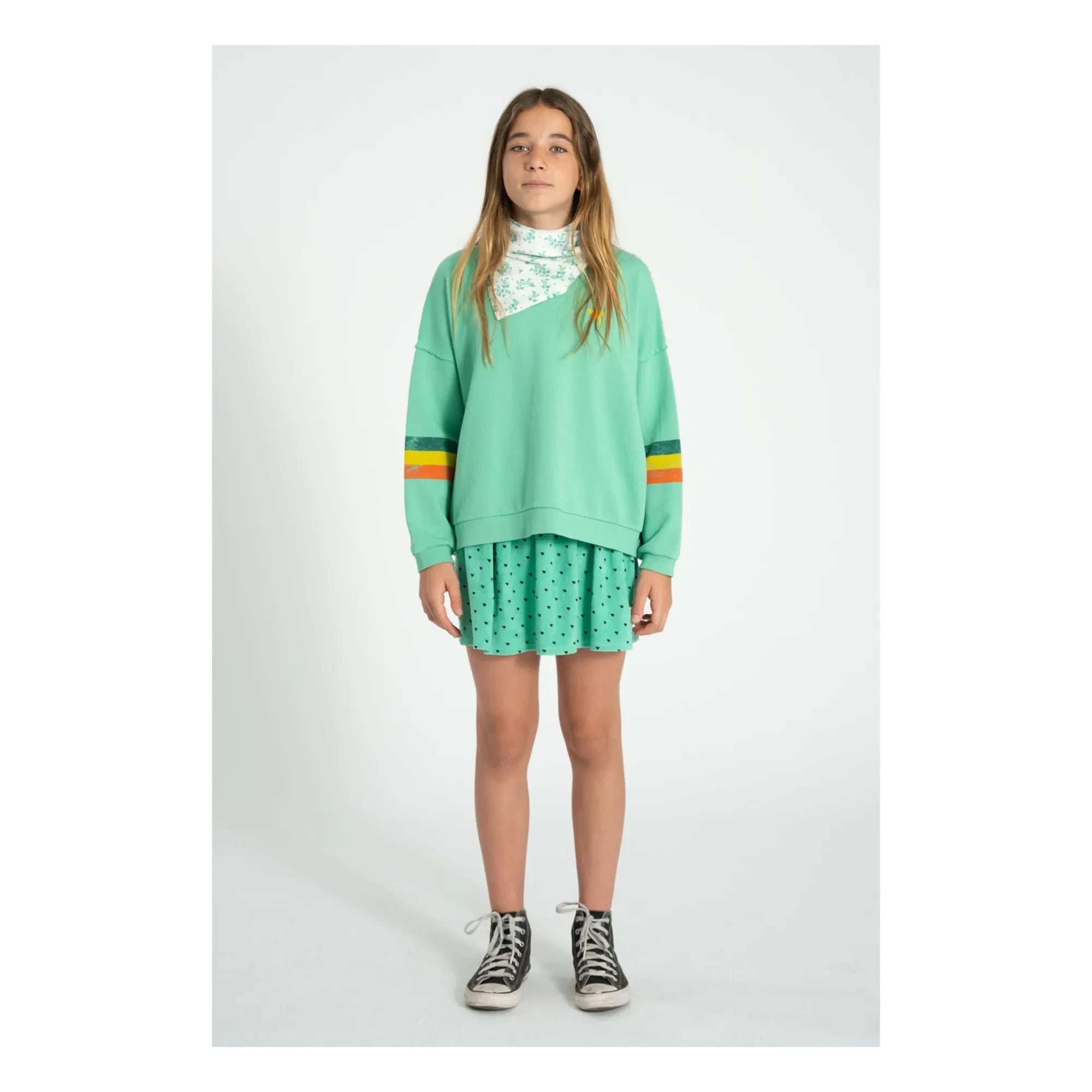 Piupiuchick - Çizgili Sweatshirt Organik Pamuk | Yeşil