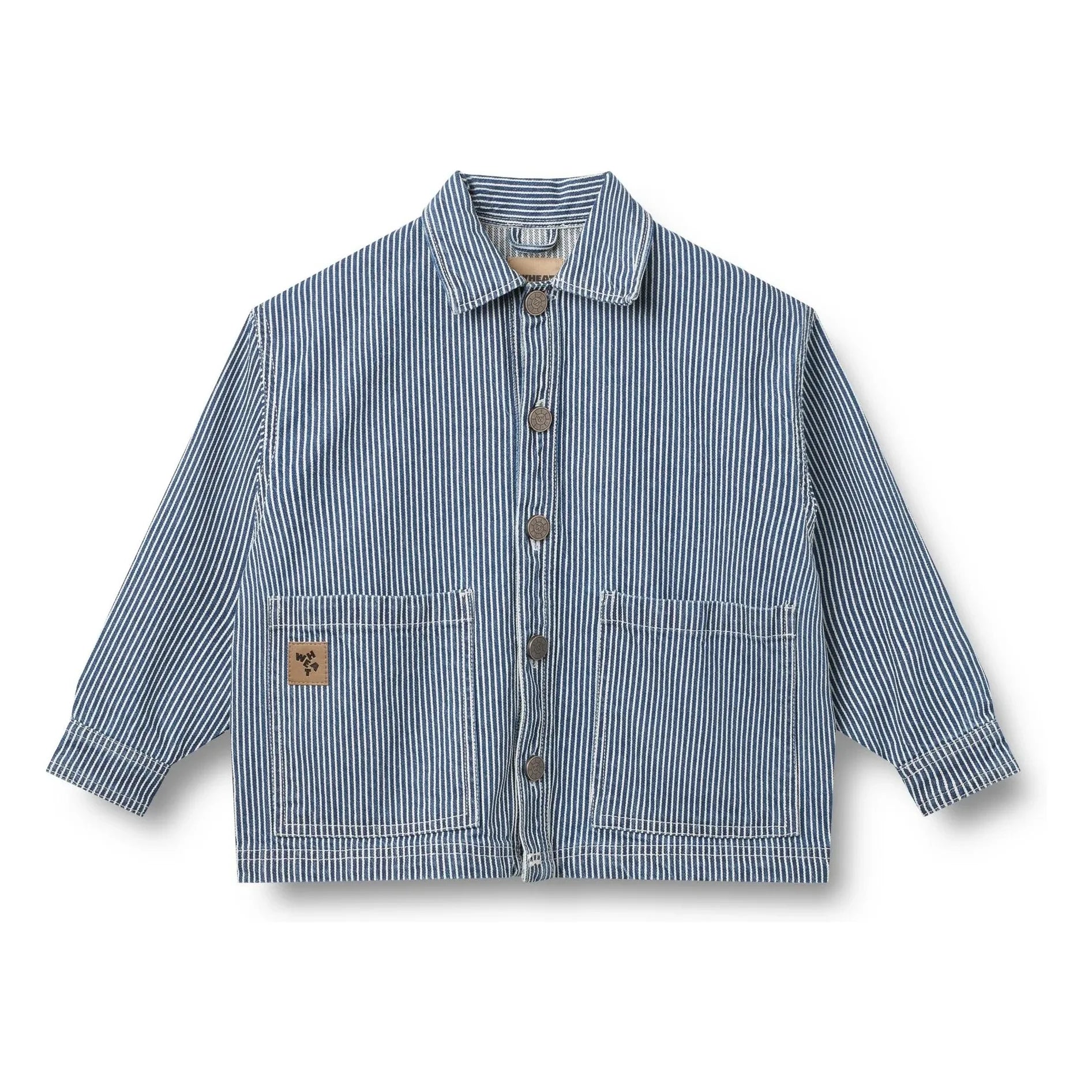 Wheat - Cole Denim Çizgili Organik Pamuk Ceket | Mavi
